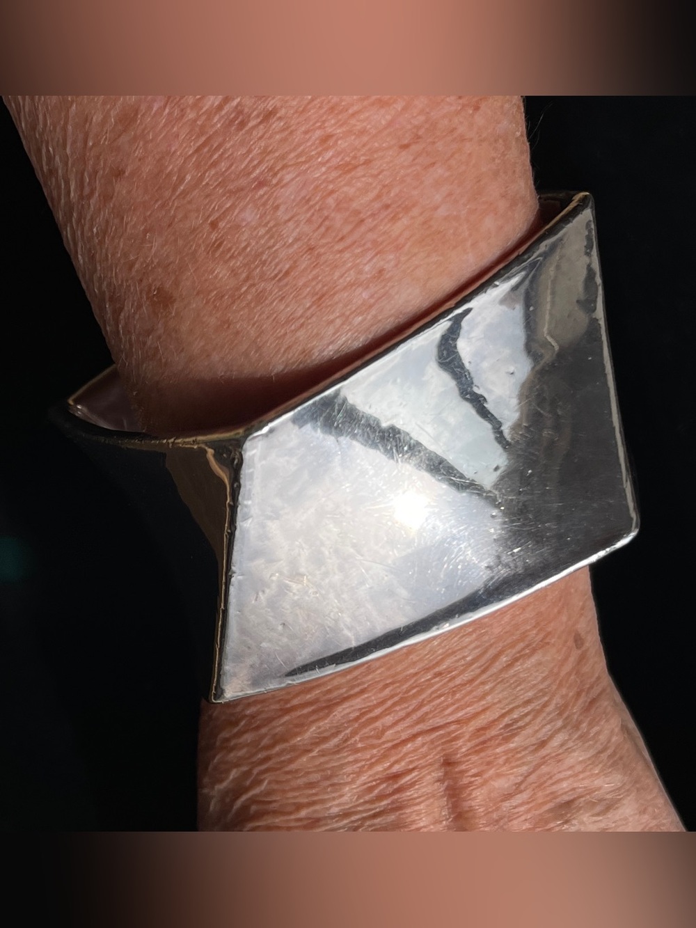 SOLD Handmade Twisted Geometric Square Sterling Silver 925 Bracelet 56.1g 8” - Picture 8 of 9
